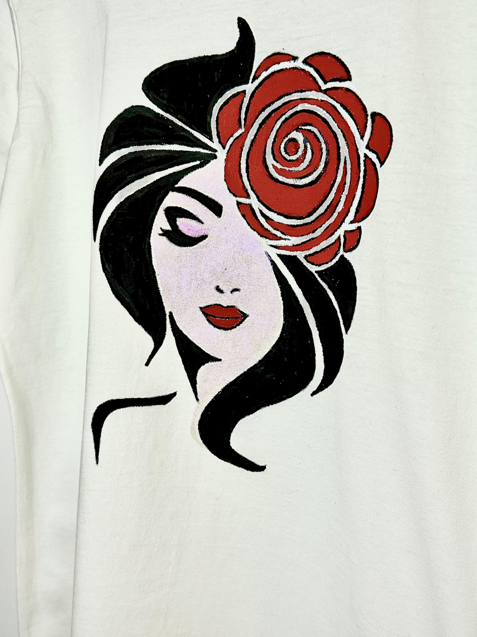 Tricou Pictat Manual "Red Girl" Luxer, cadou original, inedit pentru persoana iubita, cadou pentru diriginta, cadou pentru invatatoare, cadou pentru educatoare, cadou martie martisor [7]