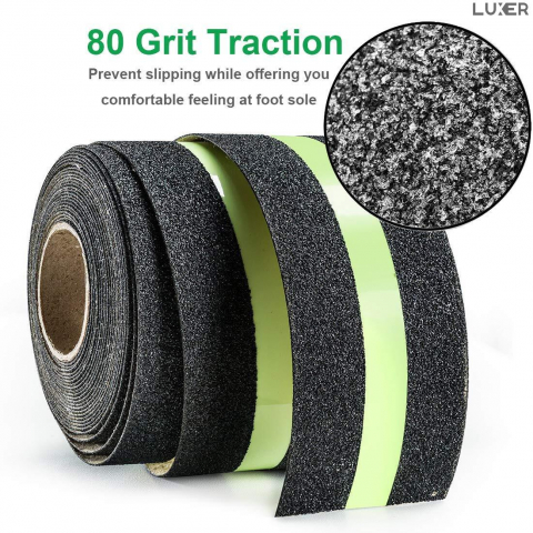 Banda Adeziva Antiderapanta pentru Scari/Trepte Interior/Exterior, Multisuprafete, Rezistenta la Apa, Lungime 5 m, Latime 5 cm, Negru, Luxer, Banda Adeziva Antiderapanta Aderenta Sporita, entru Suprafete Umede, Negru-Verde, Luxer Dedeman Leroy Merlin Emag Bilka Luxer [2]