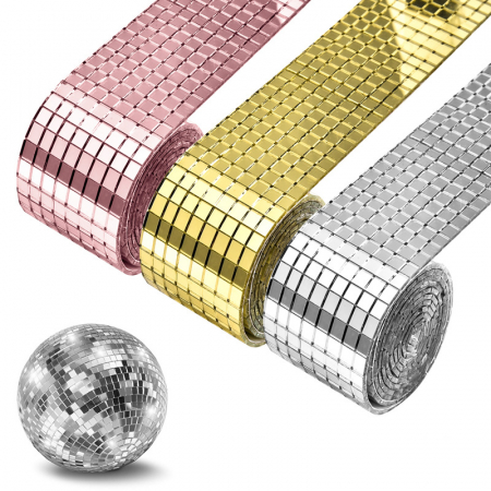 Banda Adeziva Decorativa tip Mozaic Oglinda Luxer, 100x4 cm, banda adeziva decoratiuni petreceri disco globe copii petrecere adulti dedeman jumbo luxer decoratiuni ieftine banda adeziva multiple functionalitati [12]