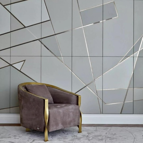 Bandă decorativă autoadezivă Luxer cu efect de oglindă argintie, lungime 5 metri, lățime 1.5 cm, material reflectorizant premium, ideală pentru decoruri interioare, mobilier și rame. [3]