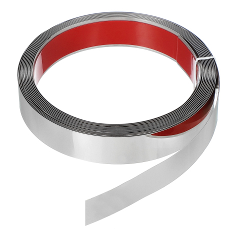 Benzi Adezive Decorative - Bandă decorativă autoadezivă Luxer cu efect de oglindă argintie, lungime 5 metri, lățime 2.5 cm, material reflectorizant premium, ideală pentru decoruri interioare, mobilier și rame.