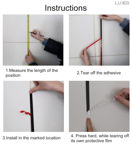 Bandă decorativă autoadezivă Luxer cu efect de oglindă neagra, lungime 5 metri, lățime 1.5 cm, material reflectorizant premium, ideală pentru decoruri interioare, mobilier și rame. [9]