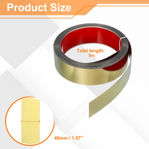 Bandă decorativă autoadezivă Luxer cu efect de oglindă aurie, lungime 5 metri, lățime 4 cm, material reflectorizant premium, ideală pentru decoruri interioare, mobilier și rame. [9]