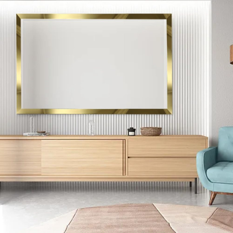 Bandă decorativă autoadezivă Luxer cu efect de oglindă aurie, lungime 5 metri, lățime 5 cm, material reflectorizant premium, ideală pentru decoruri interioare, mobilier și rame. [1]