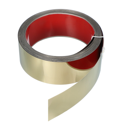 Benzi Adezive Decorative - Bandă decorativă autoadezivă Luxer cu efect de oglindă aurie, lungime 5 metri, lățime 5 cm, material reflectorizant premium, ideală pentru decoruri interioare, mobilier și rame.