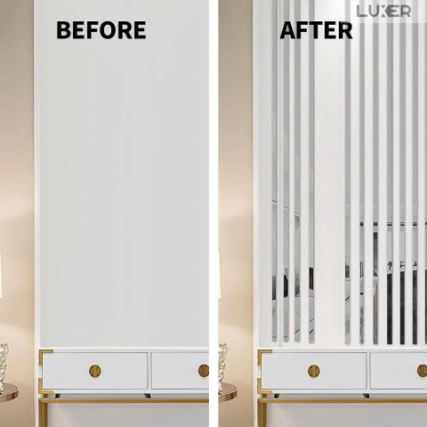 Banda Decorativa Autoadeziva Pentru Perete Cu Efect de Oglinda Luxer, Lungime 500 cm, Latime 2 cm, Silver, Banda Adeziva Metalica Pentru Mobila/Usi/Ferestre pentru Decor Dedeman Leroy Merlin Emag Gresie/Faianta Luxer [5]