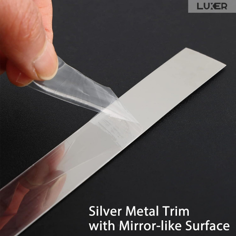 Banda Decorativa Autoadeziva Pentru Perete Cu Efect de Oglinda Luxer, Lungime 500 cm, Latime 2 cm, Silver, Banda Adeziva Metalica Pentru Mobila/Usi/Ferestre pentru Decor Dedeman Leroy Merlin Emag Gresie/Faianta Luxer [13]