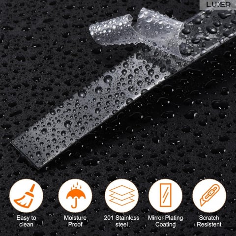 Banda Decorativa Autoadeziva Pentru Perete Cu Efect de Oglinda Luxer, Lungime 500 cm, Latime 3 cm, Metal Black, Banda Adeziva Metalica Pentru Mobila/Usi/Ferestre pentru Decor Dedeman Leroy Merlin Emag Gresie/Faianta Luxer [8]