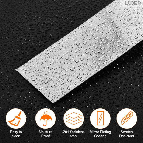 Banda Decorativa Autoadeziva Pentru Perete Cu Efect de Oglinda Luxer, Lungime 500 cm, Latime 3 cm, Silver, Banda Adeziva Metalica Pentru Mobila/Usi/Ferestre pentru Decor Dedeman Leroy Merlin Emag Gresie/Faianta Luxer [6]