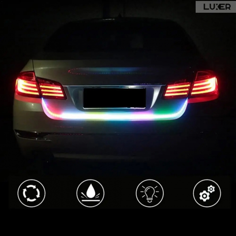 Iluminare - Banda LED Autoadeziva Pentru Portbagaj cu Semnalizare Dinamica Stanga/Dreapta/Marsarier/Frana, Rezistenta la Apa si la Temperaturi Ridicate, Compatibilitate Universala,Lungime 120 cm, Luxer, Banda LED Auto Autoadeziva Pentru Portbagaj cu Semnalizare Dinamica, Pentru Exterior, Dedeman, Rgb, 12 V, kit banda led pentru stopuri, Altex Jumbo Olx Leroy Merlin Luxer