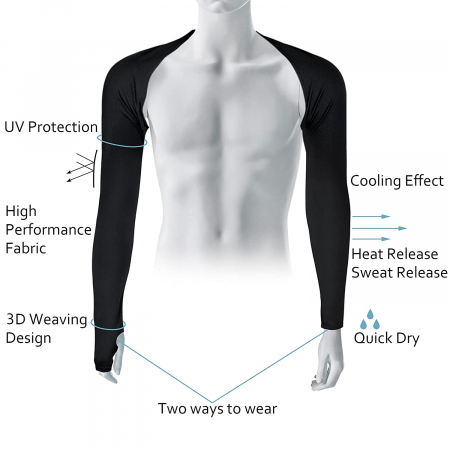 Bolero cu Maneci Sport si Protectie UV Luxer, Marime Universala, Unisex, Negru,  protectie auto, alergat, ciclism, pescuit, Negru, maneca protectie solara uv manusi fortbal alergat decathlon ieftine universale emag luxer [3]