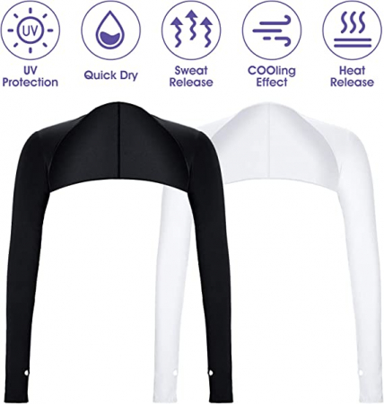 Bolero cu Maneci Sport si Protectie UV Luxer, Marime Universala, Unisex, Negru,  protectie auto, alergat, ciclism, pescuit, Negru, maneca protectie solara uv manusi fortbal alergat decathlon ieftine universale emag luxer [13]