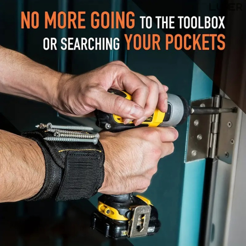 Brățară magnetică Luxer pentru susținerea șuruburilor, uneltelor, cuielor și burghielor, cu 15 magneți puternici neodim, reglabilă și confortabilă, ideală pentru bricolaj și reparații. [4]