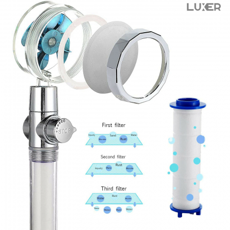 Cap De Dus Presurizat Cu Sistem De , Economisire A Apei Si Filtru Anti-Impuritati, Rosu, Luxer, cap de dus cu presiune dedeman cu filtru economisire apa presiune sporita emag leroy merlin grohe baterie baie ieftina [3]