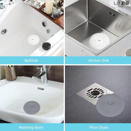 Capac Din Silicon/Dop Pentru Chiuveta/Cada/Sifon Luxer, Protectie Impotriva Gandacilor si Mirosurilor Neplacute, Diametru 15 cm, Gri /Alb, dop chiuveta bucatarie franke dedemna blocat leroy ikea emag silicon ieftin pentru scurgere lavoar mascare luxer [12]