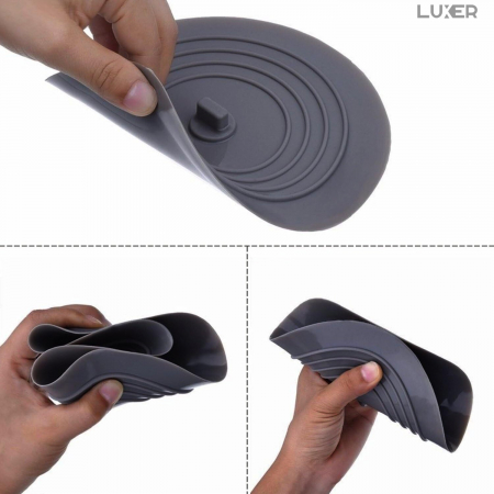 Capac Din Silicon/Dop Pentru Chiuveta/Cada/Sifon Luxer, Protectie Impotriva Gandacilor si Mirosurilor Neplacute, Diametru 15 cm, Gri /Alb, dop chiuveta bucatarie franke dedemna blocat leroy ikea emag silicon ieftin pentru scurgere lavoar mascare luxer [4]