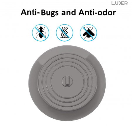 Capac Din Silicon/Dop Pentru Chiuveta/Cada/Sifon Luxer, Protectie Impotriva Gandacilor si Mirosurilor Neplacute, Diametru 15 cm, Gri /Alb, dop chiuveta bucatarie franke dedemna blocat leroy ikea emag silicon ieftin pentru scurgere lavoar mascare luxer [5]