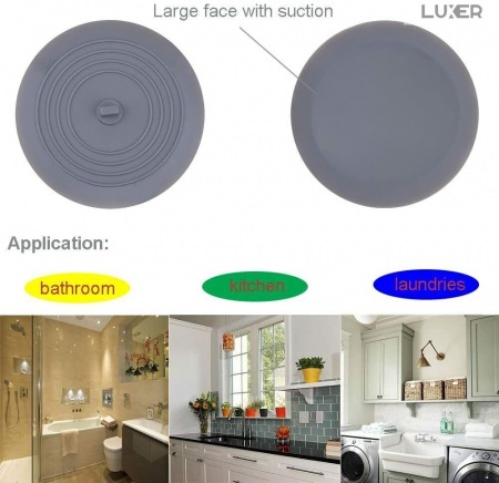 Capac Din Silicon/Dop Pentru Chiuveta/Cada/Sifon Luxer, Protectie Impotriva Gandacilor si Mirosurilor Neplacute, Diametru 15 cm, Gri /Alb, dop chiuveta bucatarie franke dedemna blocat leroy ikea emag silicon ieftin pentru scurgere lavoar mascare luxer [7]
