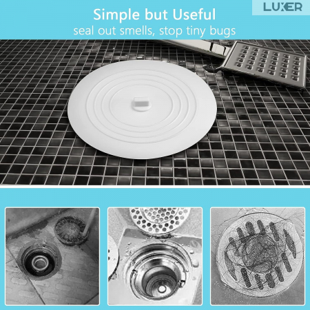 Capac Din Silicon/Dop Pentru Chiuveta/Cada/Sifon Luxer, Protectie Impotriva Gandacilor si Mirosurilor Neplacute, Diametru 15 cm, Gri /Alb, dop chiuveta bucatarie franke dedemna blocat leroy ikea emag silicon ieftin pentru scurgere lavoar mascare luxer [9]