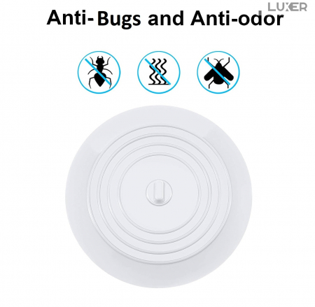 Capac Din Silicon/Dop Pentru Chiuveta/Cada/Sifon Luxer, Protectie Impotriva Gandacilor si Mirosurilor Neplacute, Diametru 15 cm, Gri /Alb, dop chiuveta bucatarie franke dedemna blocat leroy ikea emag silicon ieftin pentru scurgere lavoar mascare luxer [10]