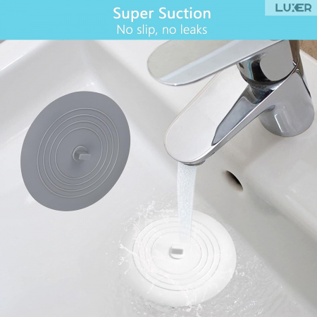 Capac Din Silicon/Dop Pentru Chiuveta/Cada/Sifon Luxer, Protectie Impotriva Gandacilor si Mirosurilor Neplacute, Diametru 15 cm, Gri /Alb, dop chiuveta bucatarie franke dedemna blocat leroy ikea emag silicon ieftin pentru scurgere lavoar mascare luxer [2]