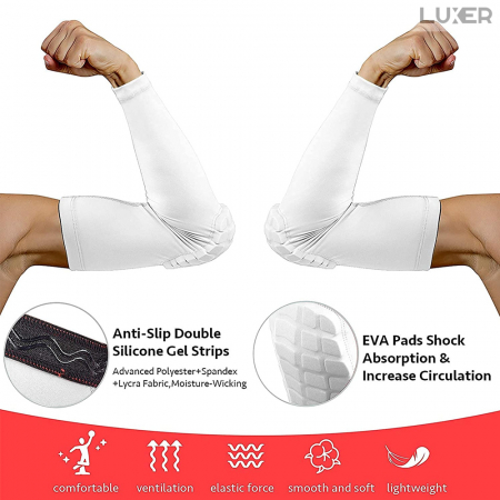 Cotiera cu Tampon de Protectie Luxer, Circumferinta Brat 35-45 cm, Unisex, Negru/Alb, protectie impotriva socurilor cotiere copii hervin intersport decathlon ieftine luxer [1]