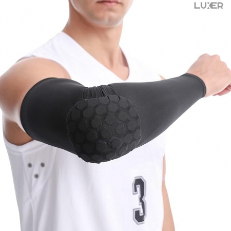 Cotiera cu Tampon de Protectie Luxer, Circumferinta Brat 35-45 cm, Unisex, Negru/Alb, protectie impotriva socurilor cotiere copii hervin intersport decathlon ieftine luxer [2]