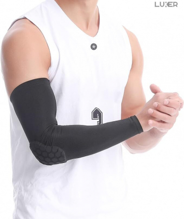 Cotiera cu Tampon de Protectie Luxer, Circumferinta Brat 35-45 cm, Unisex, Negru/Alb, protectie impotriva socurilor cotiere copii hervin intersport decathlon ieftine luxer [10]