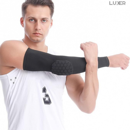 Cotiera cu Tampon de Protectie Luxer, Circumferinta Brat 35-45 cm, Unisex, Negru/Alb, protectie impotriva socurilor cotiere copii hervin intersport decathlon ieftine luxer [10]