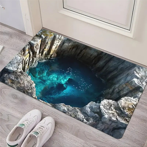 Covoras Decorativ Antiderapant Pentru Intrare / Baie / Bucatarie, Model 3D, Dimensiuni 50x80 cm, Luxer [1]