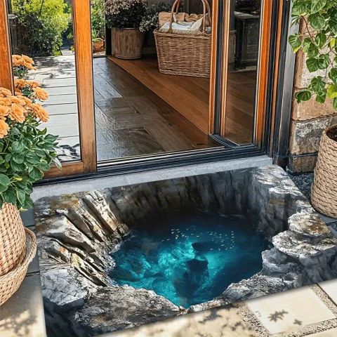 Covoras Decorativ Antiderapant Pentru Intrare / Baie / Bucatarie, Model 3D, Dimensiuni 50x80 cm, Luxer [4]