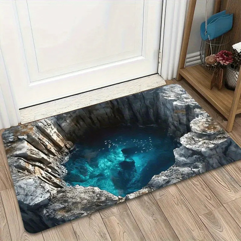 Covoras Decorativ Antiderapant Pentru Intrare / Baie / Bucatarie, Model 3D, Dimensiuni 50x80 cm, Luxer [3]
