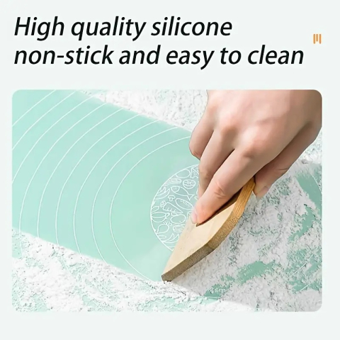 Covoraș din silicon Luxer verde, antiaderent și antiderapant, pentru frământare aluat, dimensiune 65x45 cm, ideal pentru gătit și patiserie. [6]