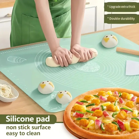 Covoraș din silicon Luxer verde, antiaderent și antiderapant, pentru frământare aluat, dimensiune 65x45 cm, ideal pentru gătit și patiserie. [4]