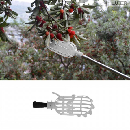 Culegator De Fructe Aflate La Inaltime Luxer, Dimensiuni 20x8 cm, Alb, culecator de fructe cu tija dedeman hornbach gardena leroy merlin pentru mere nuci afine fructe manual [2]