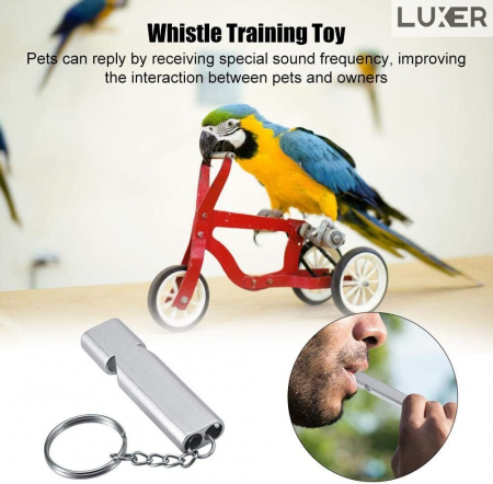 Fluier Dual din Aluminiu pentru Arbitrii, Drumetii, Activitati Fizice, Dresare animale, cu Inel pentru Chei, Tip Breloc, Lungime 6 cm, Negru, Argintiu, Auriu, Luxer pentru fluierat profesional decathlon luxer [1]