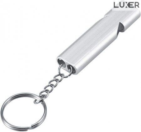 Fluier Dual din Aluminiu pentru Arbitrii, Drumetii, Activitati Fizice, Dresare animale, cu Inel pentru Chei, Tip Breloc, Lungime 6 cm, Negru, Argintiu, Auriu, Luxer pentru fluierat profesional decathlon luxer [9]