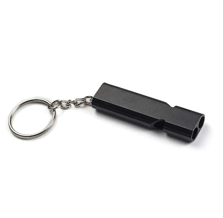 Sport & Activități în Aer Liber - Fluier Dual din Aluminiu pentru Arbitrii, Drumetii, Activitati Fizice, Dresare animale, cu Inel pentru Chei, Tip Breloc, Lungime 6 cm, Negru, Argintiu, Auriu, Luxer pentru fluierat profesional decathlon luxer