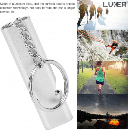 Fluier Dual din Aluminiu pentru Arbitrii, Drumetii, Activitati Fizice, Dresare animale, cu Inel pentru Chei, Tip Breloc, Lungime 6 cm, Negru, Argintiu, Auriu, Luxer pentru fluierat profesional decathlon luxer [3]