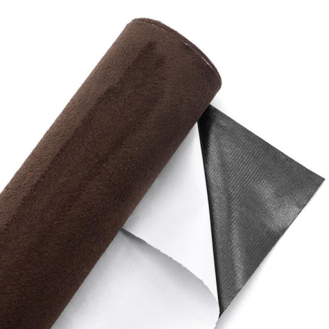 Folie autoadezivă Luxer din piele întoarsă sintetică tip Alcantara, culoare maro inchis, pentru interior auto, mobilă și decor DIY, textură catifelată mată, dimensiuni 150x40 cm. [5]