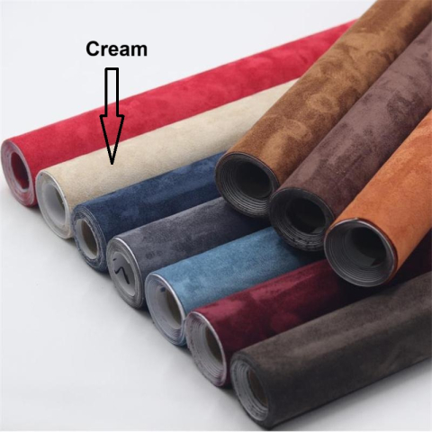Folie autoadezivă Luxer din piele întoarsă sintetică tip Alcantara, culoare crem, pentru interior auto, mobilă și decor DIY, textură catifelată mată, dimensiuni 150x40 cm. [2]