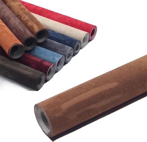 Folie autoadezivă Luxer din piele întoarsă sintetică tip Alcantara, culoare maro deschis, pentru interior auto, mobilă și decor DIY, textură catifelată mată, dimensiuni 150x40 cm. [4]