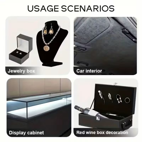 Folie autoadezivă Luxer din piele întoarsă sintetică tip Alcantara, culoare neagră, pentru interior auto, mobilă și decor DIY, textură catifelată mată, dimensiuni 150x40 cm. [6]