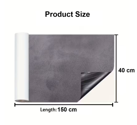 Folie autoadezivă Luxer din piele întoarsă sintetică tip Alcantara, culoare gri, pentru interior auto, mobilă și decor DIY, textură catifelată mată, dimensiuni 150x40 cm. [7]