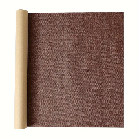 Folie autoadezivă textilă Luxer Brown, dimensiune 145x50 cm, pentru decor mobilier, reparații canapea și proiecte DIY, material moale cu aspect de țesătură modernă. [1]