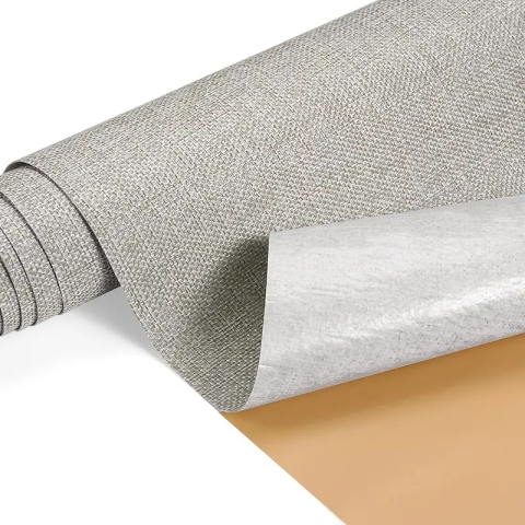 Folie autoadezivă textilă Luxer Light Grey, dimensiune 145x50 cm, pentru decor mobilier, reparații canapea și proiecte DIY, material moale cu aspect de țesătură modernă. [2]