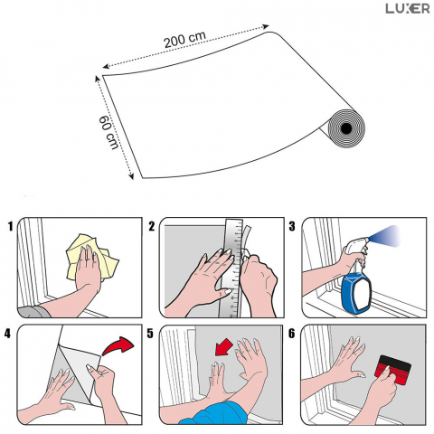 Folie Autoadeziva Mata Privacy pentru Geamuri si Ferestre cu Protectie UV, Design Modern si Intimitate, Reutilizabila, 60 x 200 cm, Luxer, Folie Pentru Geamuri Termopan Autocolant pentru Intimitate [10]