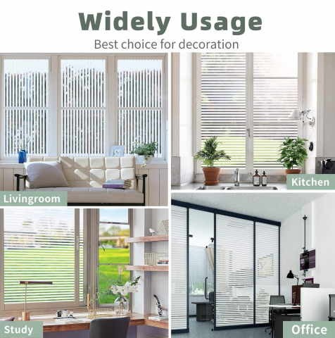 Folie Decorativa Semi-Privacy Pentru Geamuri - Home&Office, Protectie UV, Model Dungi 1x2 cm, Dimensiuni 200x60 cm, Luxer [4]