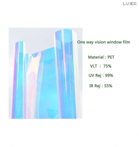 Folie Autoadeziva  pentru Geamuri Termopan, Tip Oglinda, Protectie Solara UV, Efect Privacy, One Way Mirror Window Film, Autocolanta, Pentru Casa/Cladiri, Model Holografic, Dimensiuni 200 x 60 cm, Blue Chameleon, Folie Geam sa nu se vada din exterior, sa nu se vada in casa, autocolant geam termopan leroy merlin dedeman, protectie solara ferestre luxer [10]