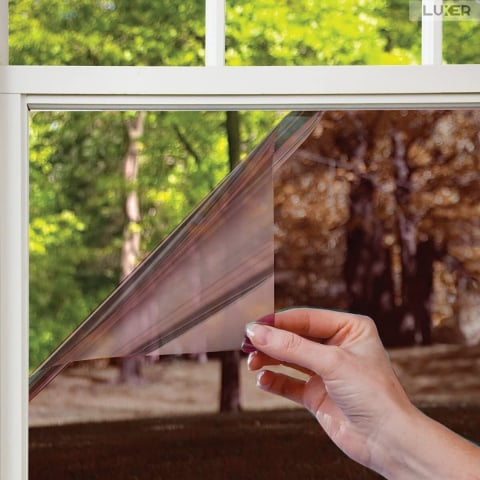 Folie Autoadeziva  pentru Geamuri Termopan, Tip Oglinda, Protectie Solara UV, Efect Privacy, One Way Mirror Window Film, Autocolanta, Pentru Casa/Cladiri, Dimensiuni 200 x 60 cm, Maro, Silver, Folie Geam sa nu se vada din exterior, sa nu se vada in casa, autocolant geam termopan leroy merlin dedeman, protectie solara ferestre luxer [4]